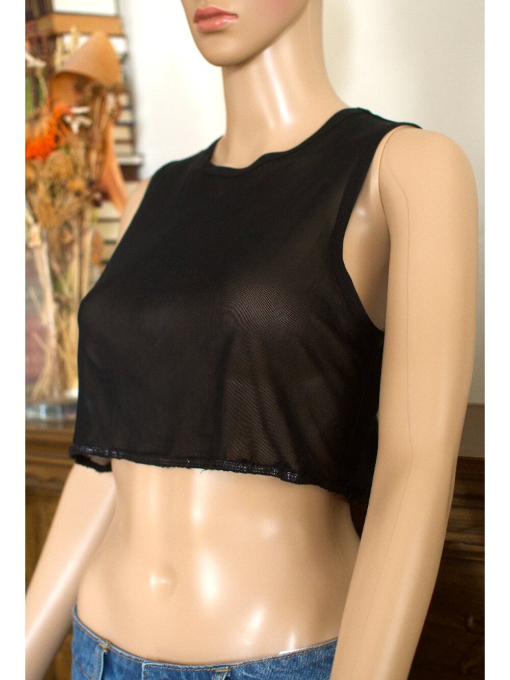 Sheer Black Tank Top / Size S / Ardene /